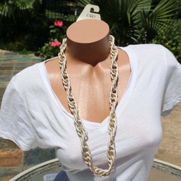 Cato Jewelry - Long Chunky Boho Goldtone Statement Bling Necklace